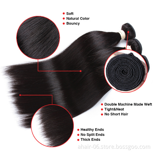 Cuticle aligned brazilian 10a grade hair with closure
